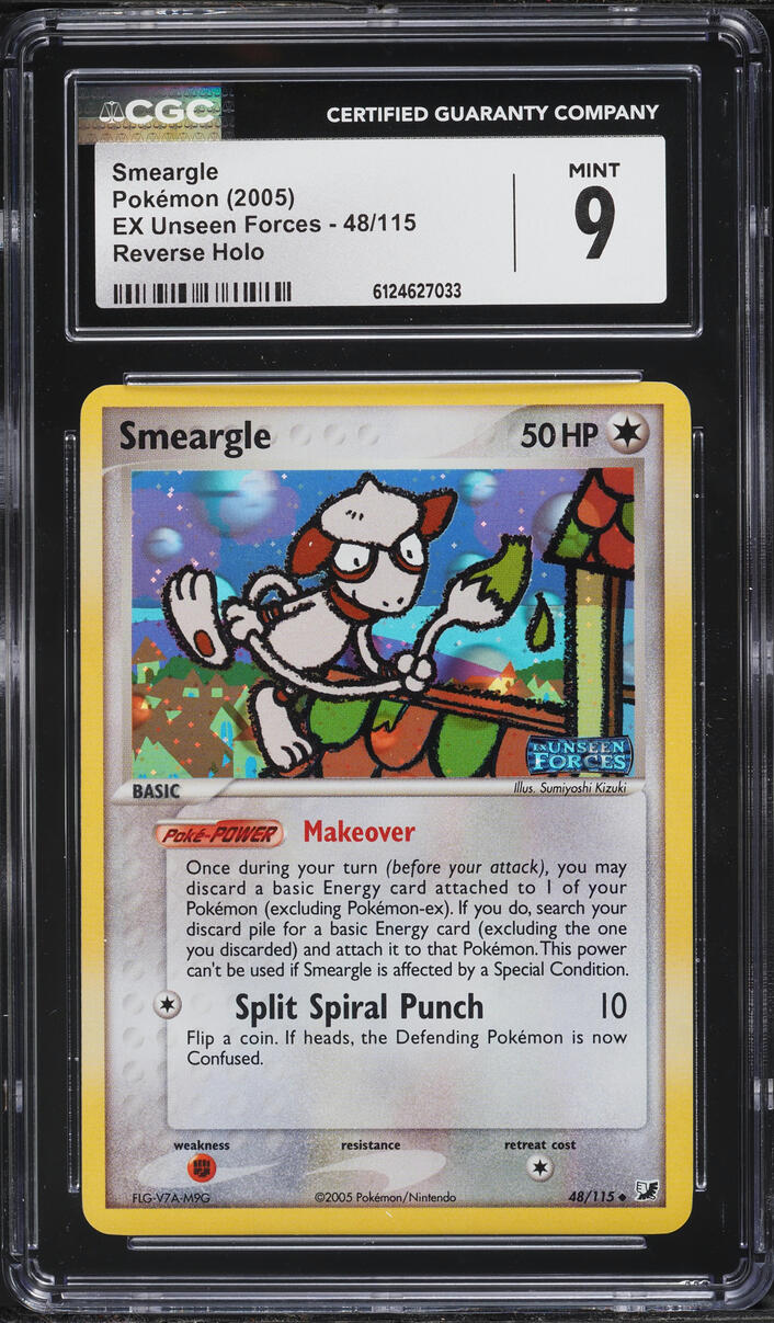 2005 Pokemon EX Unseen Forces Reverse Holo Smeargle #48 CGC 9 MINT