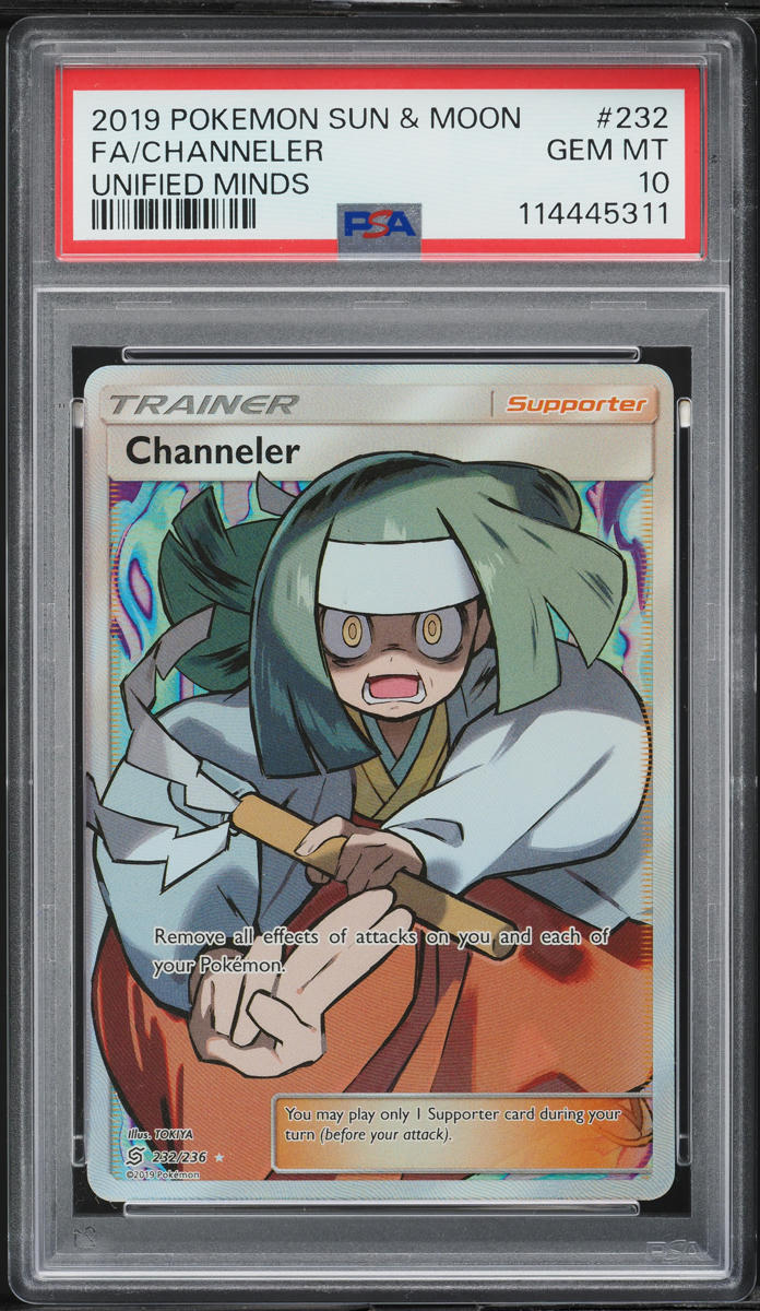 2019 Pokemon Sun & Moon Unified Minds Full Art Channeler #232 PSA 10 GEM MINT