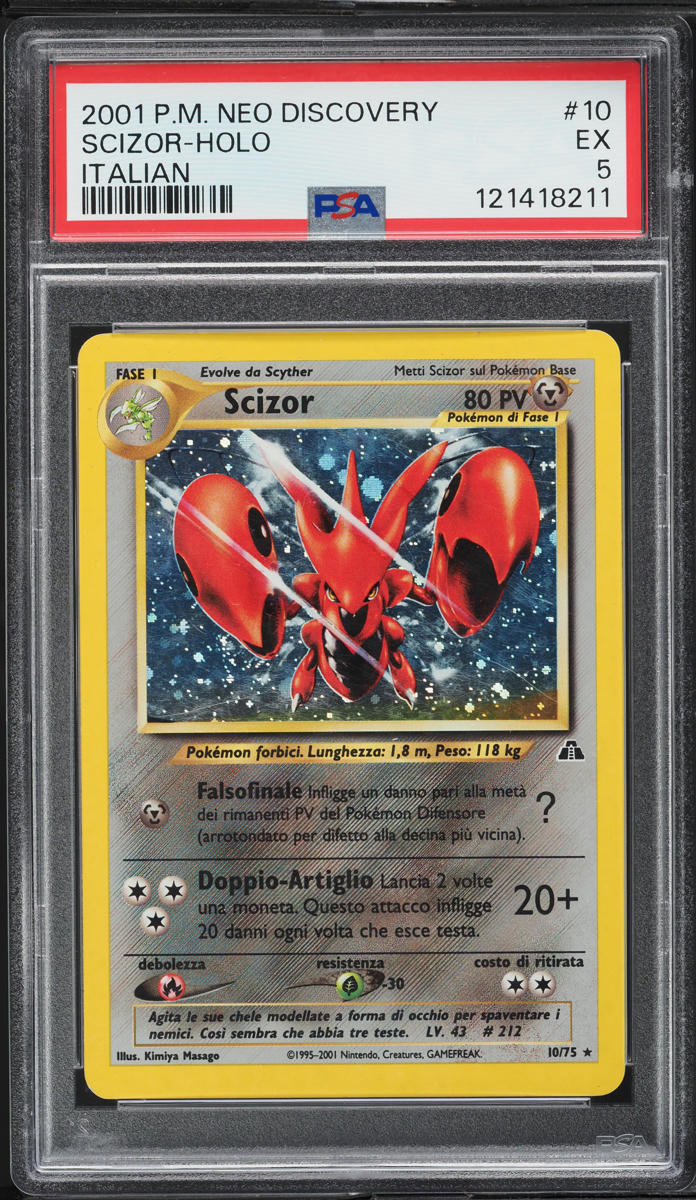 2001 Pokemon Italian Neo Discovery Holo Scizor #10 PSA 5 EX