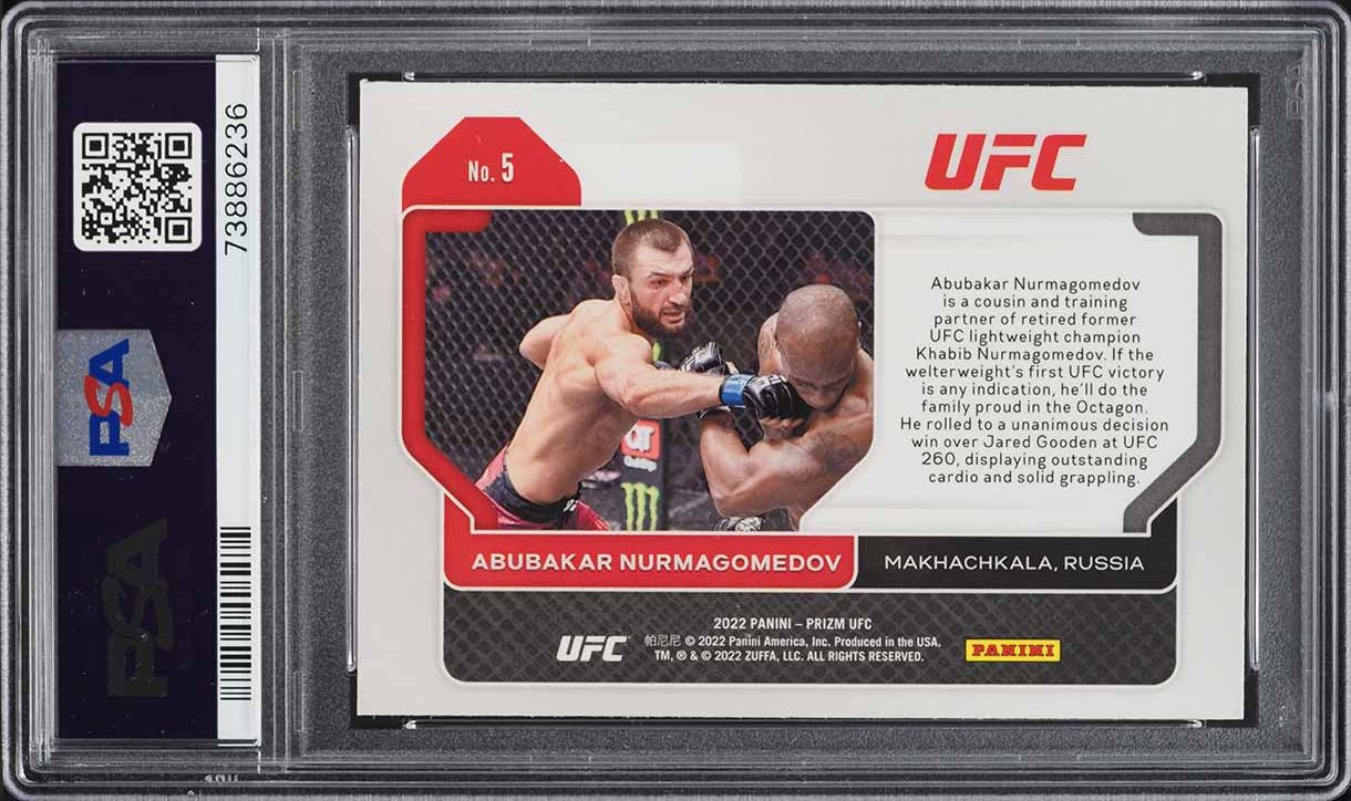 2022 Panini Prizm UFC Abubakar Nurmagomedov ROOKIE #5 PSA 10 GEM MINT