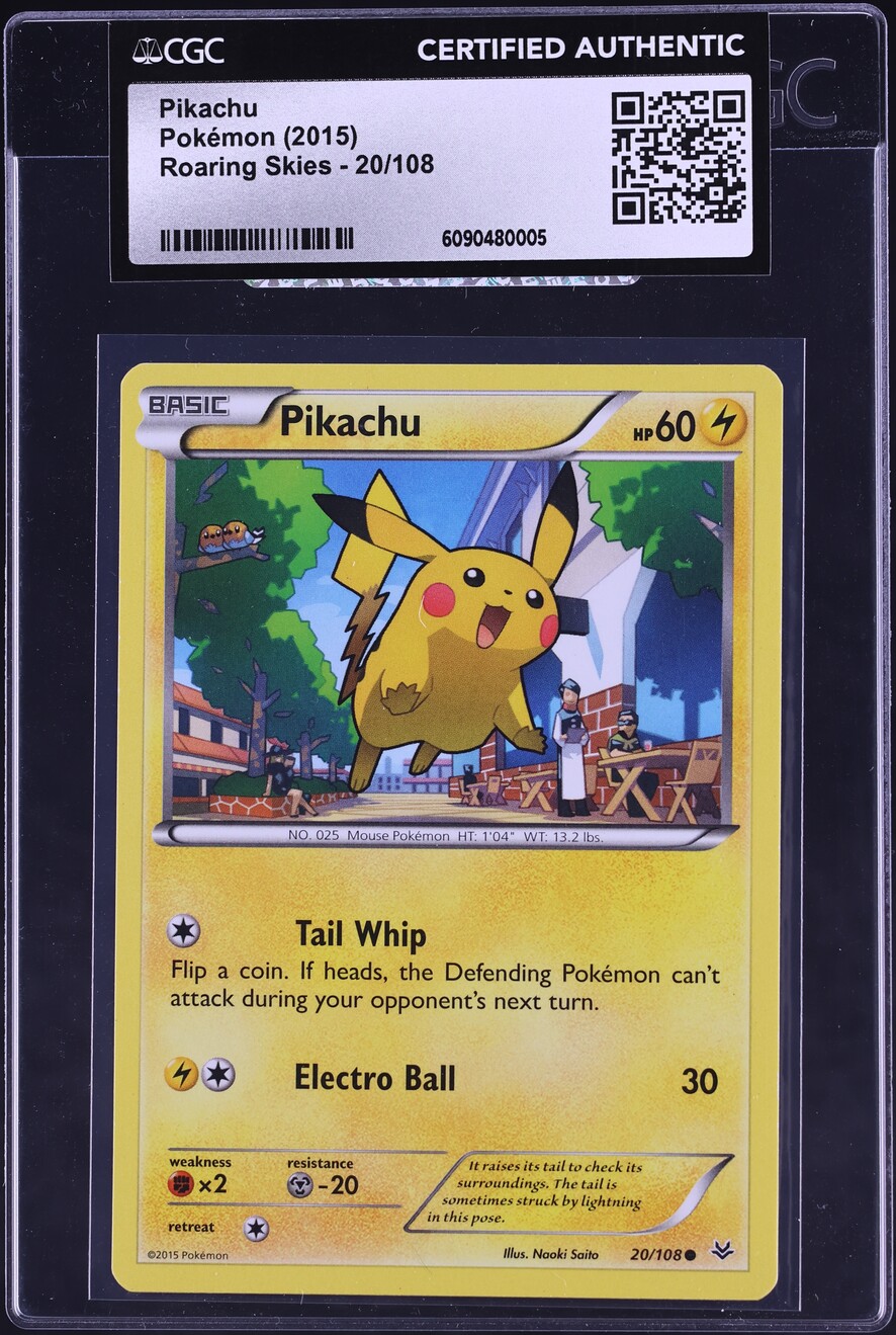 2015 Pokemon XY Roaring Skies Pikachu #20 CGC AUTH