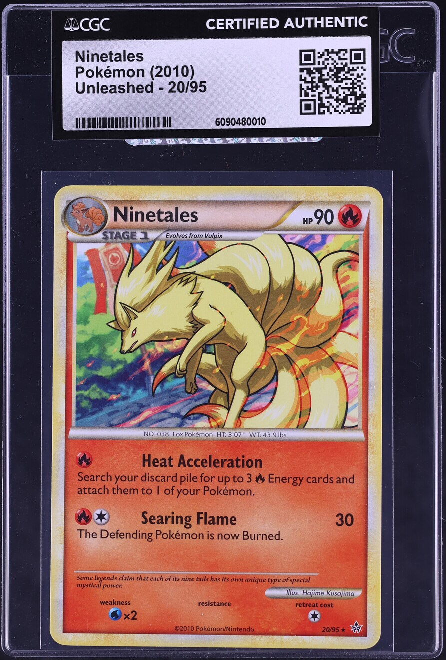 2010 Pokemon HeartGold & SoulSilver Unleashed Ninetales #20 CGC AUTH