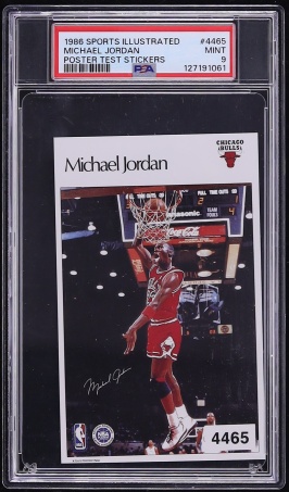1986 Sports Illustrated Poster Test Stickers Michael Jordan ROOKIE #4465 PSA 9 MINT