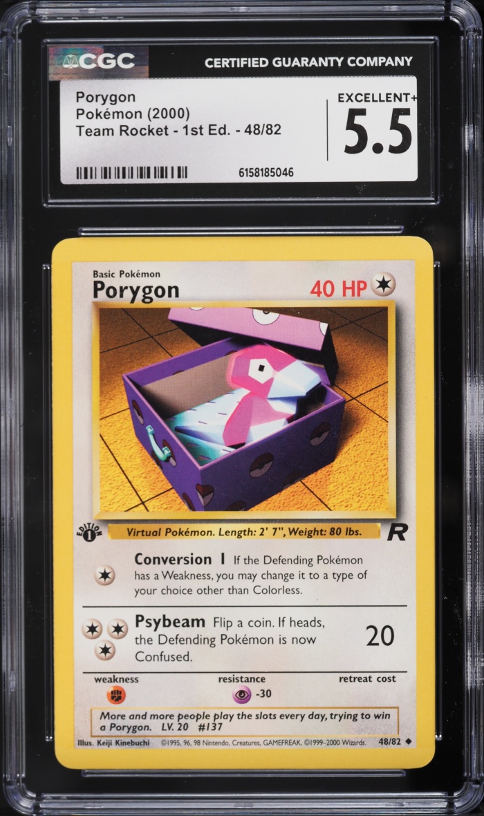 2000 Pokemon Team Rocket 1st Edition Porygon #48 CGC 5.5 EX+