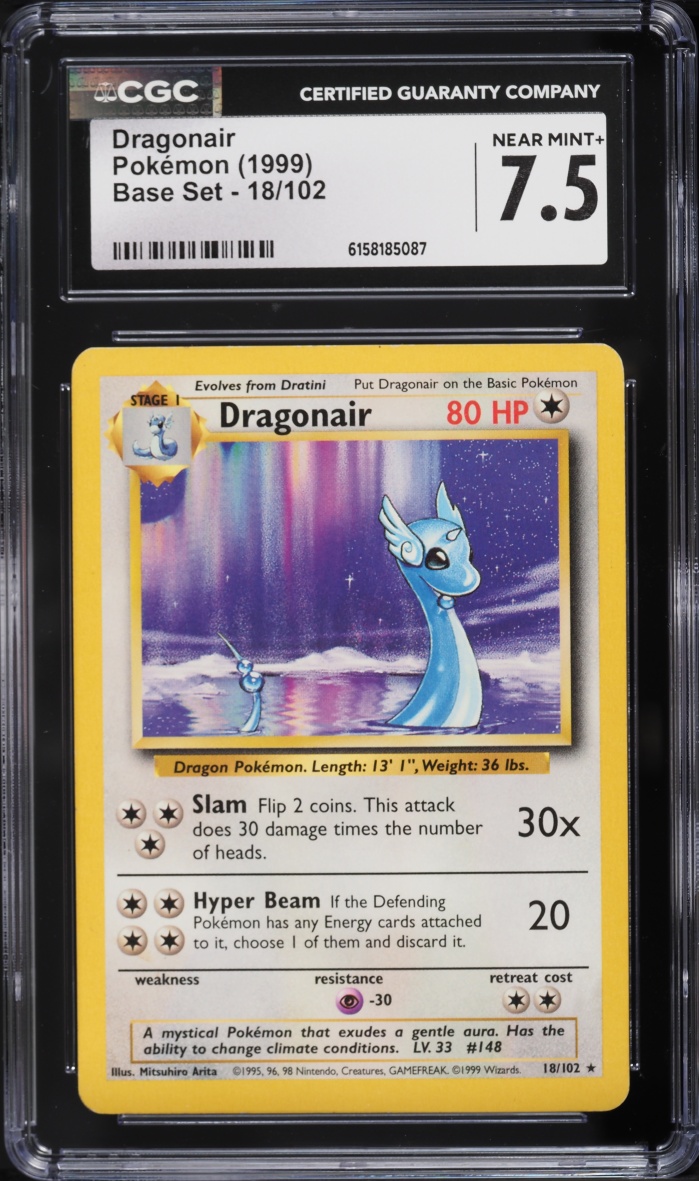 1999 Pokemon Base Set Dragonair #18 CGC 7.5 NRMT+