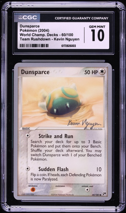 2004 Pokemon World Championships Deck Team Rushdown Kevin Nguyen Dunsparce #60 CGC 10 GEM MINT