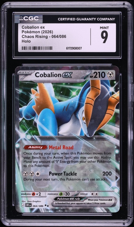 2026 Pokemon Mega Evolution Chaos Rising Holo Cobalion Ex #064 CGC 9 MINT