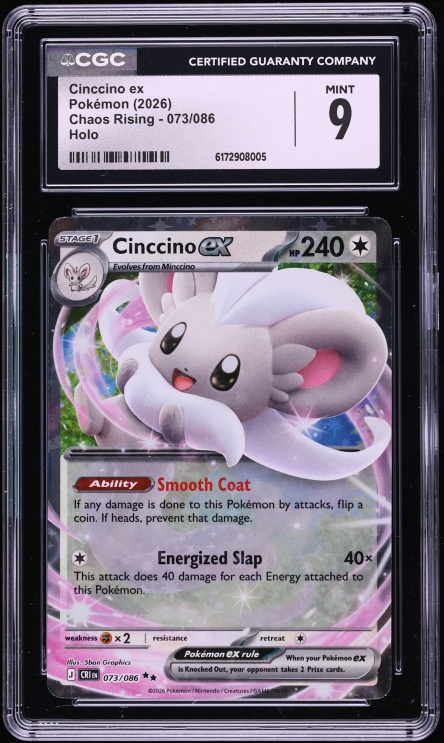 2026 Pokemon Mega Evolution Chaos Rising Holo Cinccino ex #073 CGC 9 MINT