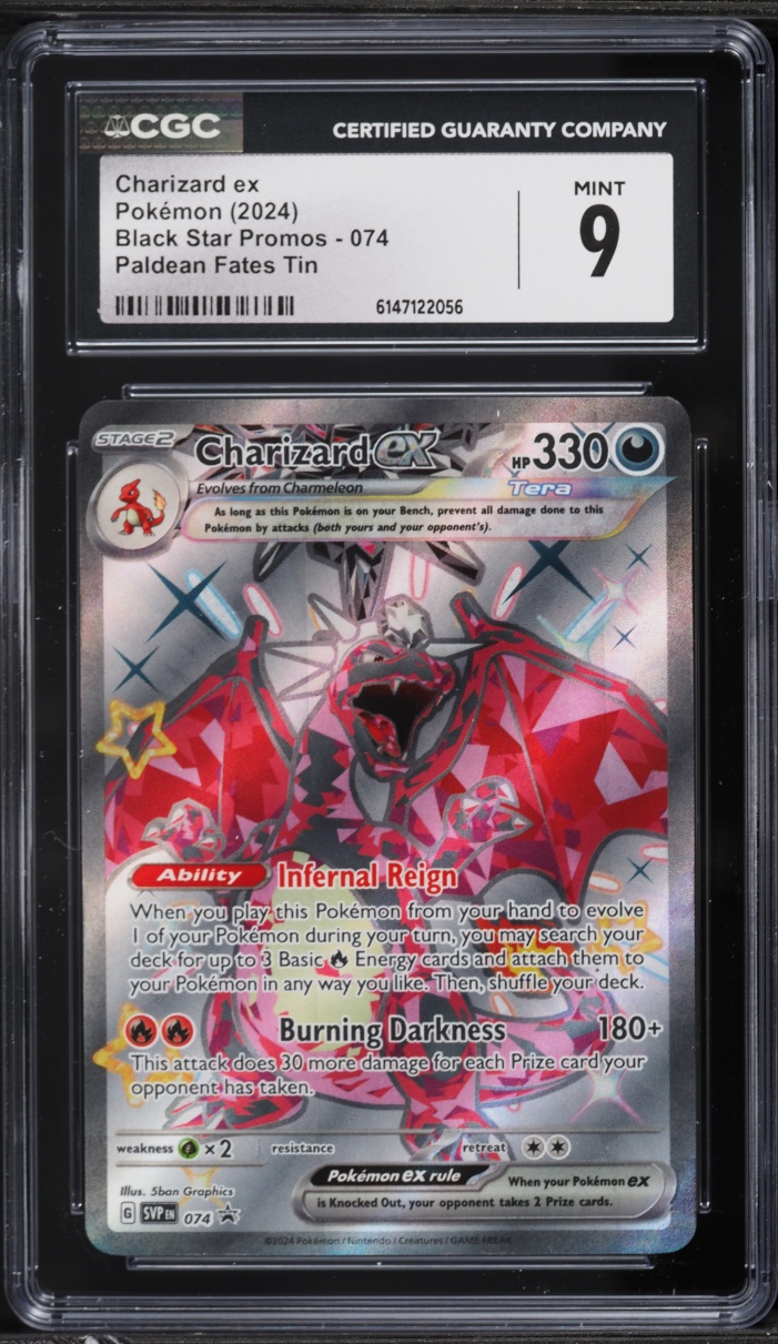 2024 Pokemon Scarlet & Violet Promo Paldean Fates Tin Full Art Charizard EX #74 CGC 9 MINT