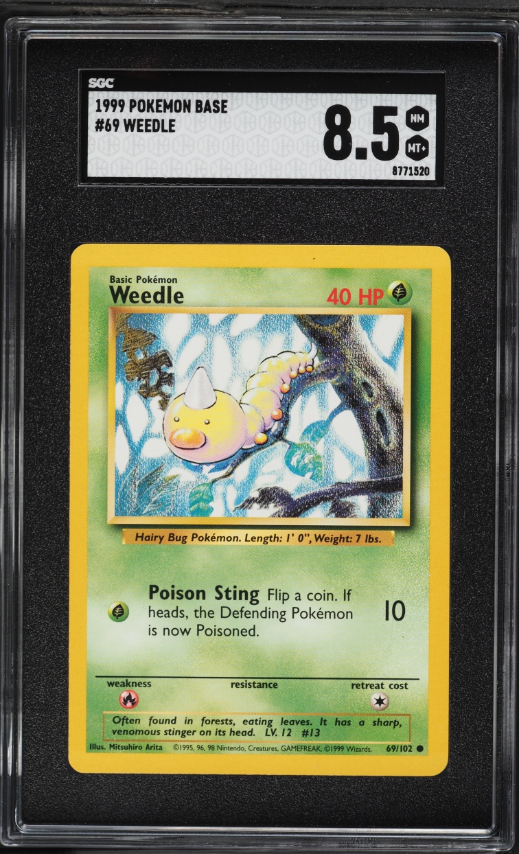 1999 Pokemon Base Set Weedle #69 SGC 8.5 NM-MT+