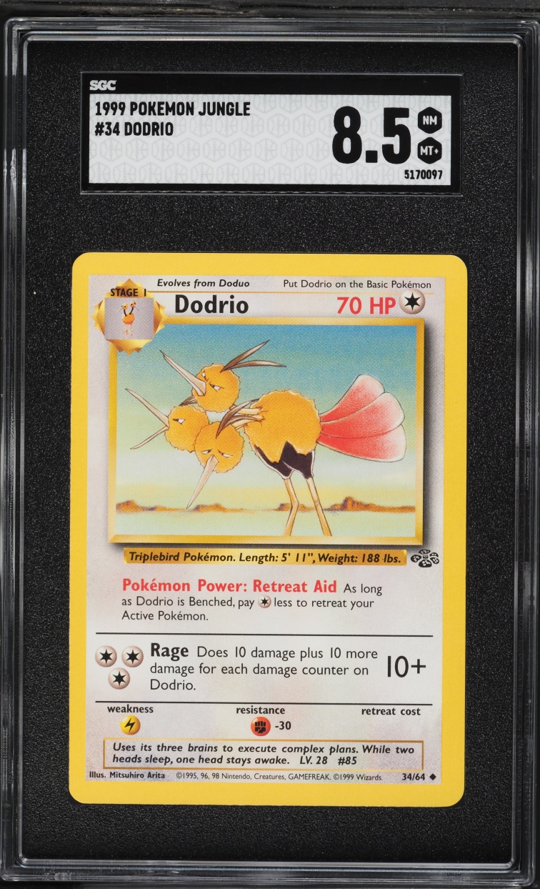 1999 Pokemon Jungle Dodrio #34 SGC 8.5 NM-MT+