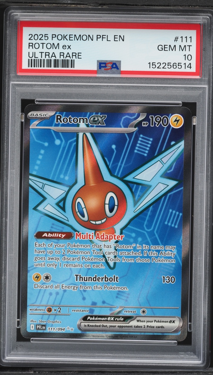 2025 Pokemon Mega Evolution Phantasmal Flames Full Art Rotom ex #111 PSA 10 GEM MINT