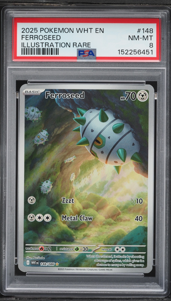 2025 Pokemon Scarlet & Violet White Flare IR Ferroseed #148 PSA 8 NM-MT