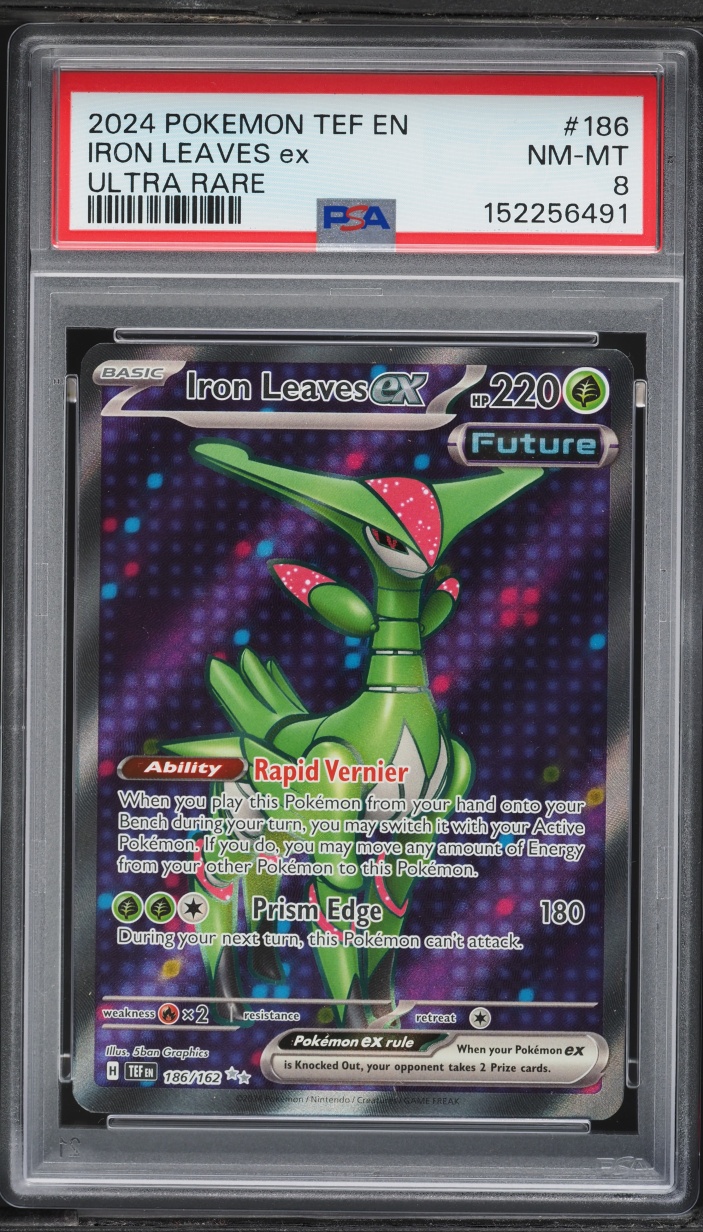2024 Pokemon Scarlet & Violet Temporal Forces Full Art Iron Leaves EX #186 PSA 8 NM-MT