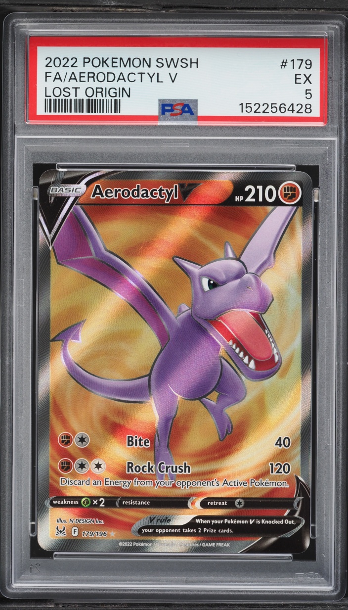 2022 Pokemon Sword & Shield Lost Origin Full Art Aerodactyl V #179 PSA 5 EX