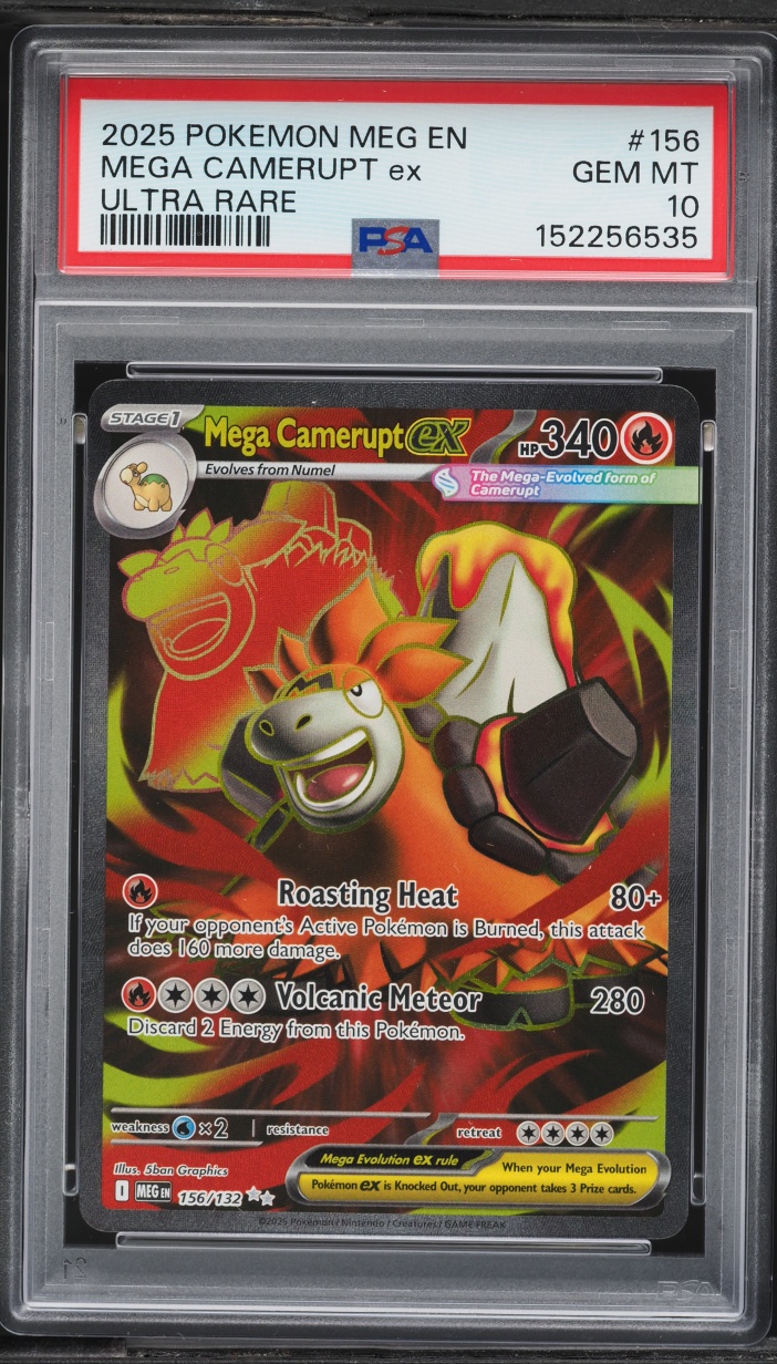 2025 Pokemon Mega Evolution Full Art Mega Camerupt EX #156 PSA 10 GEM MINT