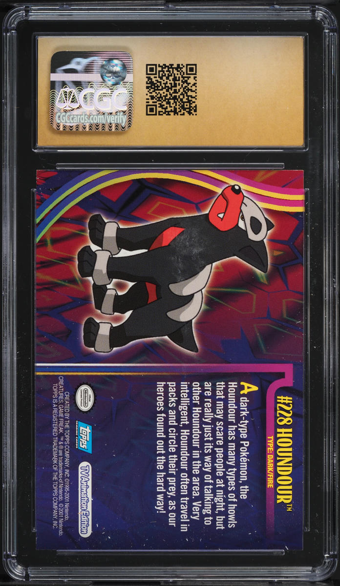 2001 Topps Pokemon Johto League Champions Silver Foil Houndour CGC 10 PRISTINE