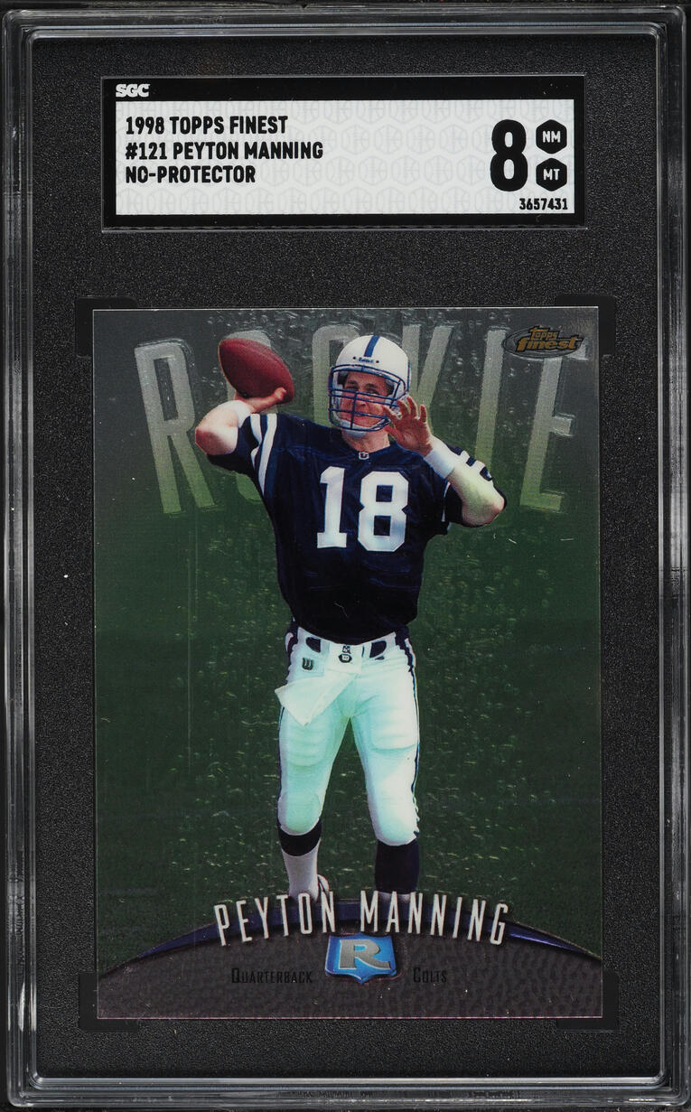 1998 Topps Finest No-Protector Peyton Manning ROOKIE #121 SGC 8 NM-MT