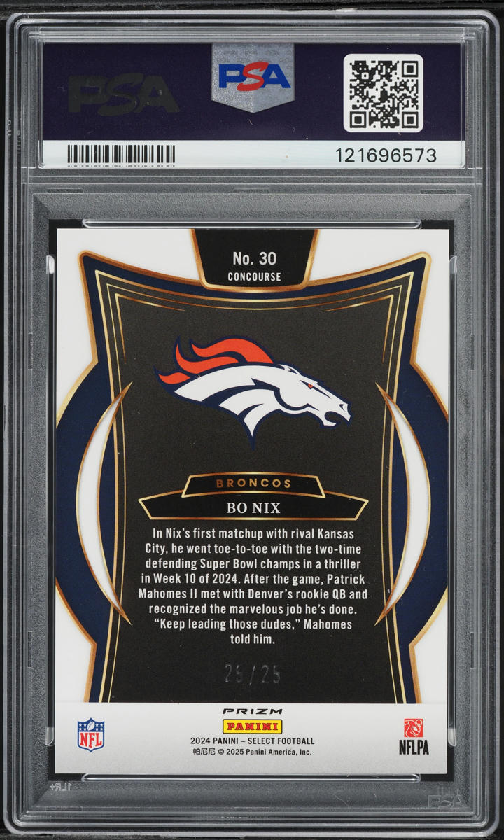 2024 Select Concourse Tie-Dye Prizm Bo Nix ROOKIE 25/25 #30 PSA 10 GEM MINT
