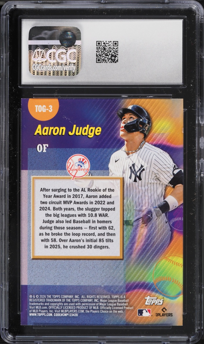 2026 Topps Titans Of The Game Aaron Judge #TOG-3 CGC 10 GEM MINT