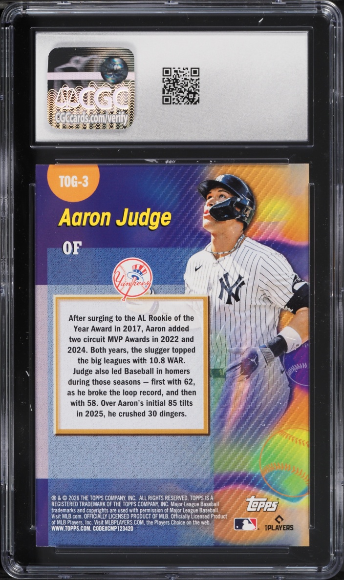 2026 Topps Titans Of The Game Aaron Judge #TOG-3 CGC 10 GEM MINT
