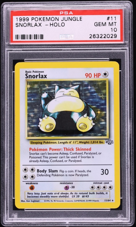 1999 Pokemon Jungle Holo Snorlax #11 PSA 10 GEM MINT