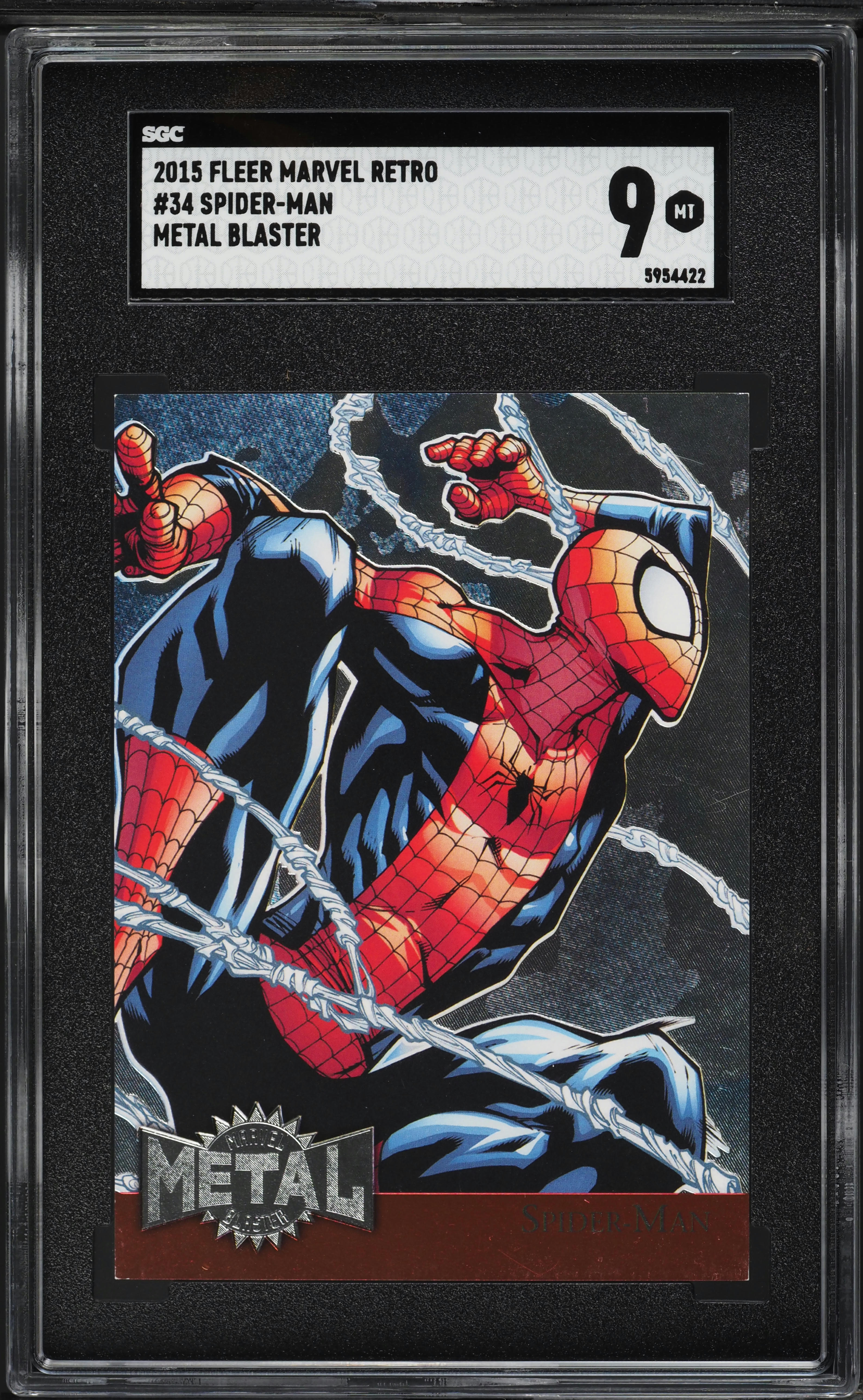 2015 Fleer Marvel Retro Metal Blaster Spider-Man #34 SGC 9 MINT on