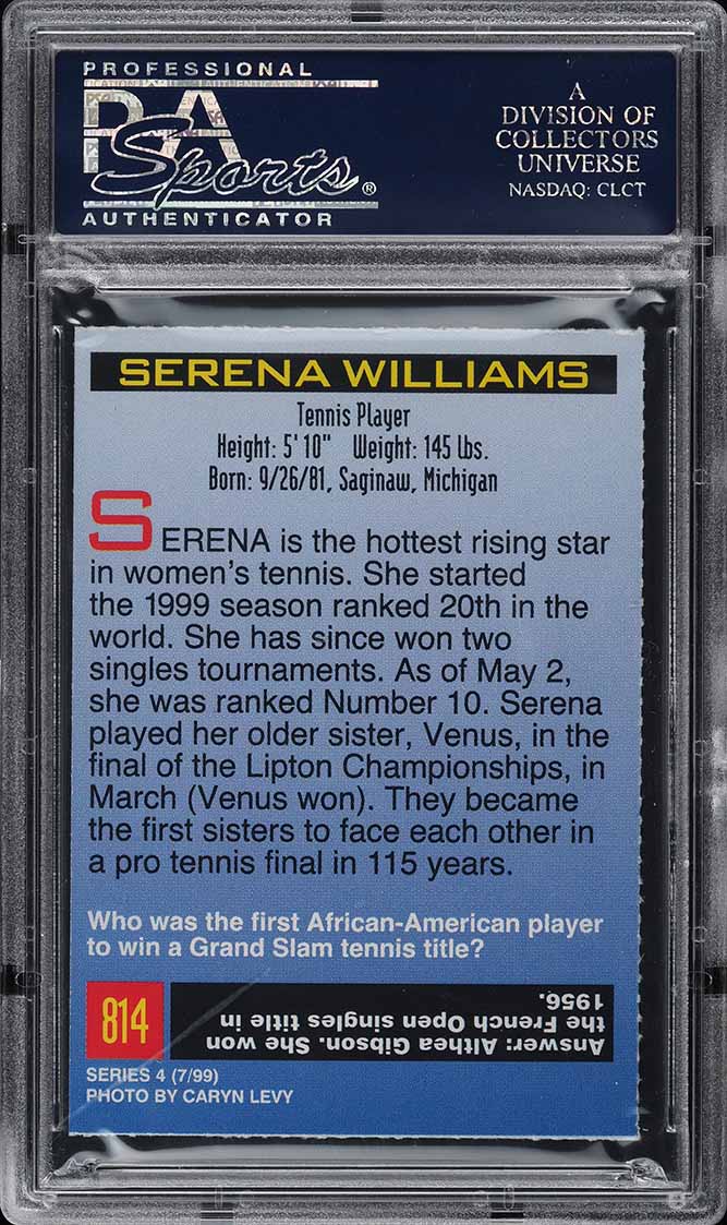 Carte Sportive Collector Serena Williams 1999 - Sports Illustrated SI For Kids - Notée BGS 7.5 - Rookie Rare