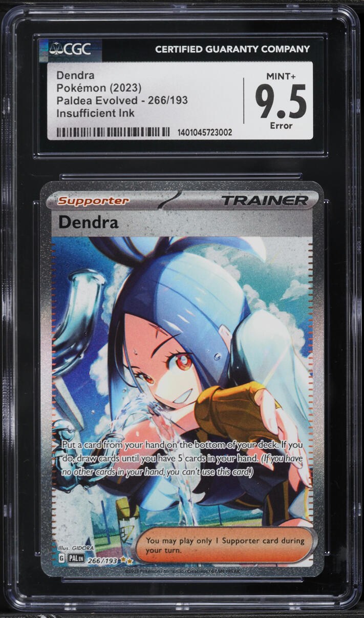 2023 Pokemon Scarlet & Violet Paldea Evolved SIR Dendra #266 CGC 9.5 MINT+