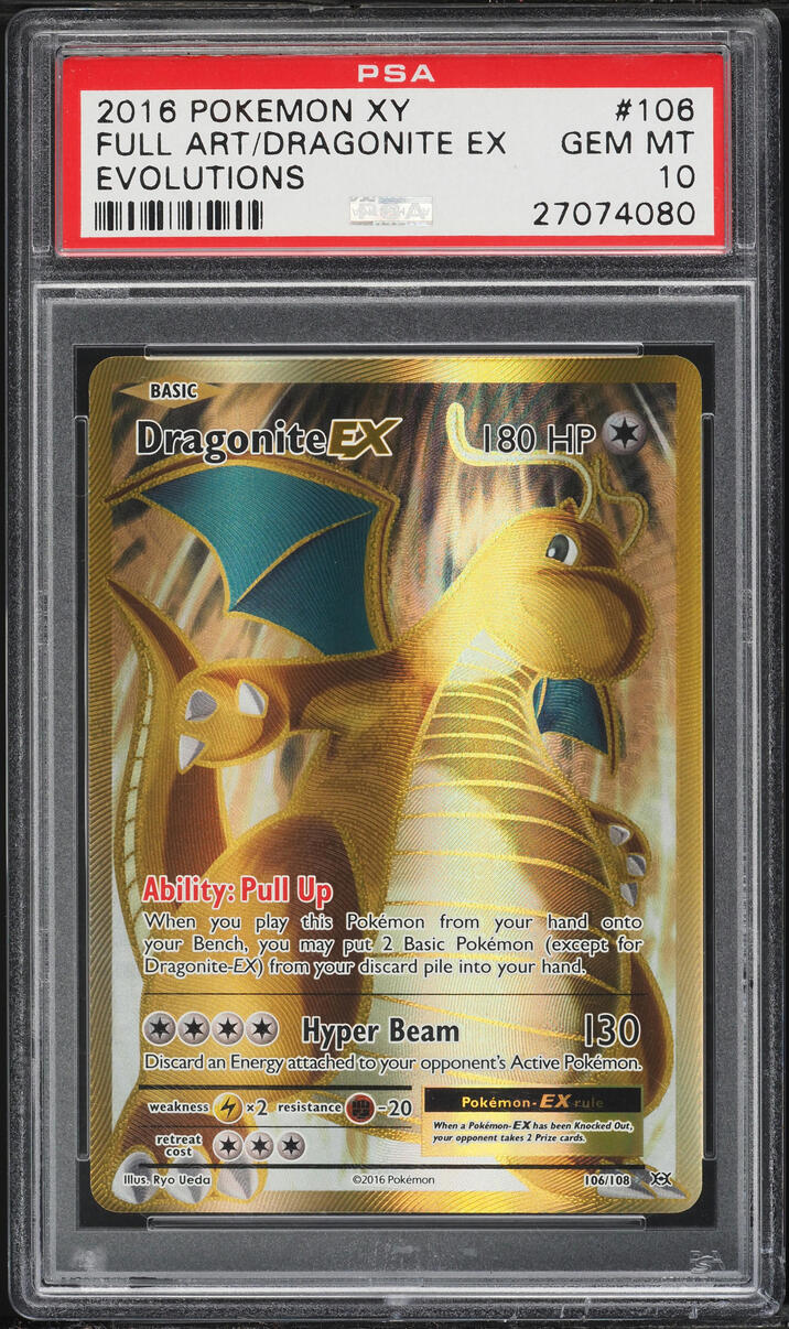 2016 Pokemon XY Evolutions Full Art Dragonite EX #106 PSA 10 GEM MINT
