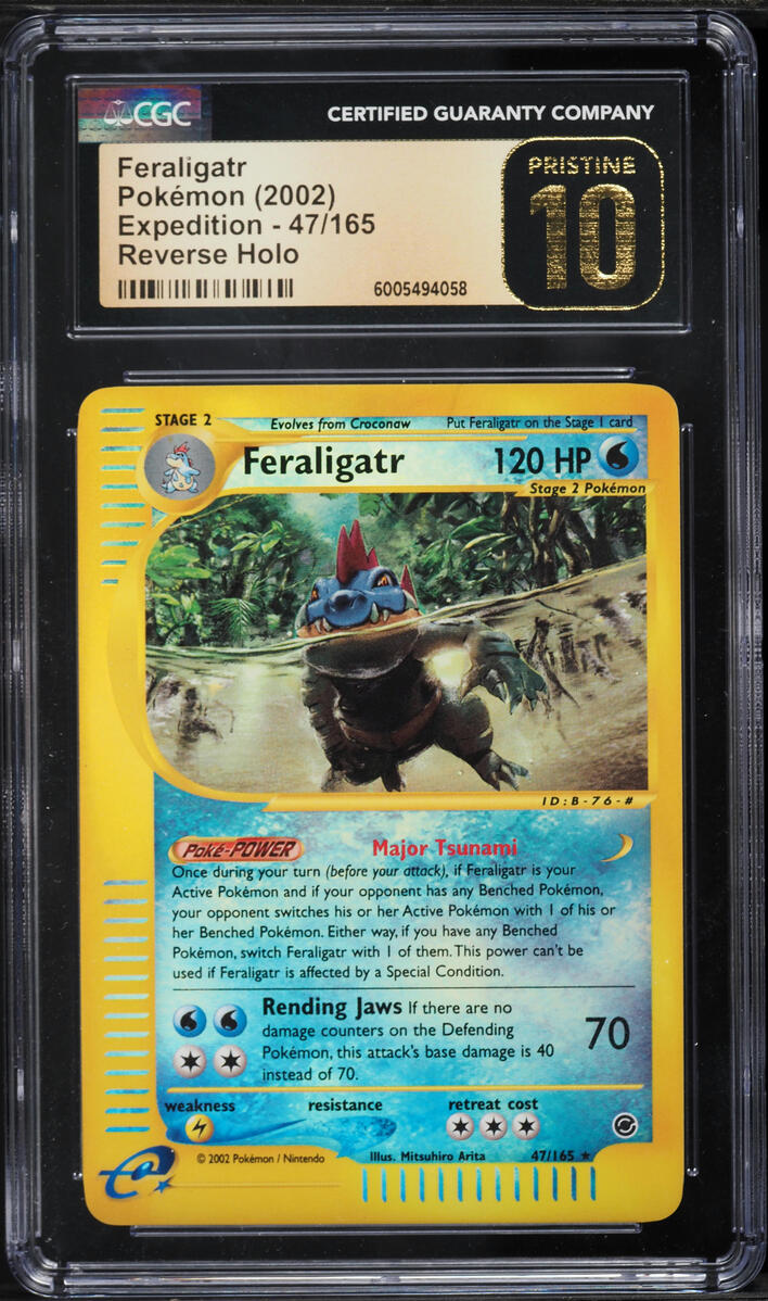 2002 Pokemon Expedition Reverse Holo Feraligatr #47 CGC 10 PRISTINE