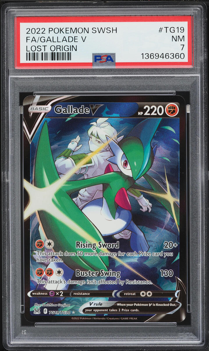 2022 Pokemon Sword & Shield Lost Origin Full Art Gallade V #TG19 PSA 7 NRMT