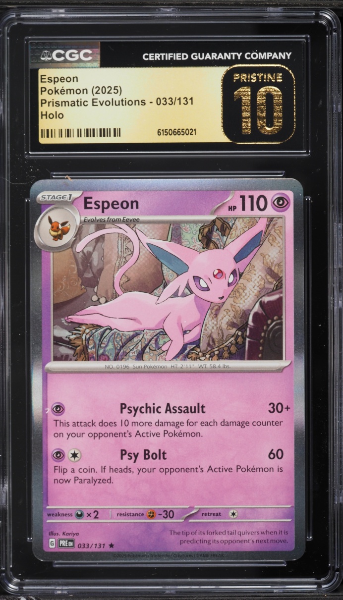 2025 Pokemon Scarlet & Violet Prismatic Evolutions Holo Espeon #33 CGC 10 Pristine