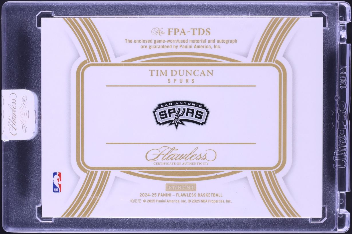 2024 Panini Flawless Emerald Tim Duncan PATCH AUTO /5 #FPA-TDS