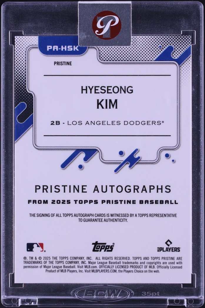 2025 Topps Pristine Blue Refractor Hyeseong Kim ROOKIE AUTO /75 #PA-HSK