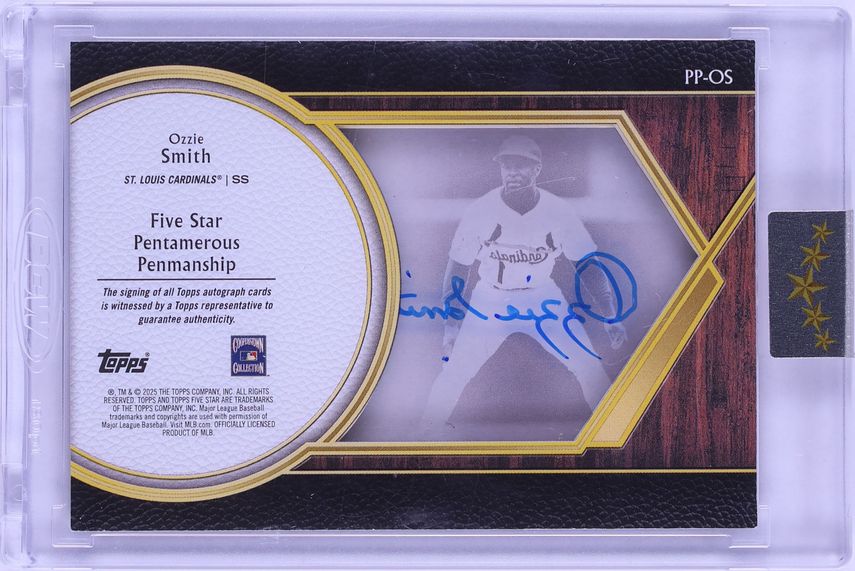 2025 Topps Five Star Pentamerous Penmanship Blue Ozzie Smith AUTO /15 #PP-OS