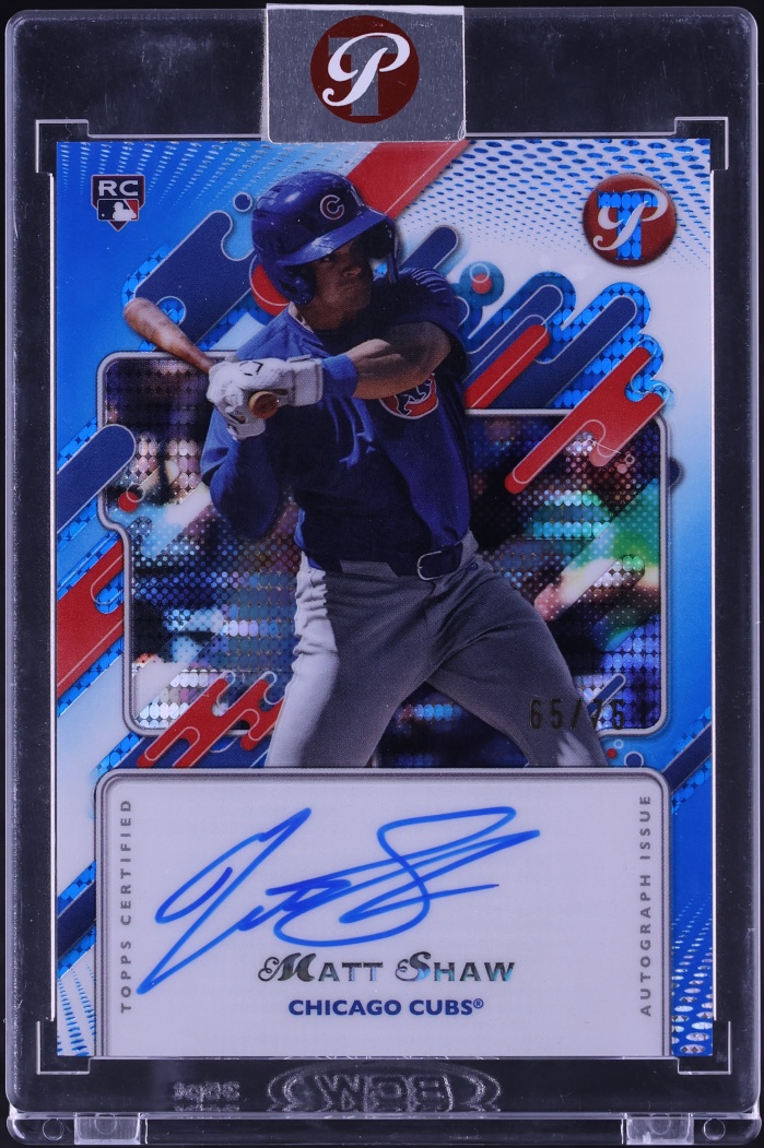 2025 Topps Pristine Blue Refractor Matt Shaw ROOKIE AUTO /75 #PA-MS
