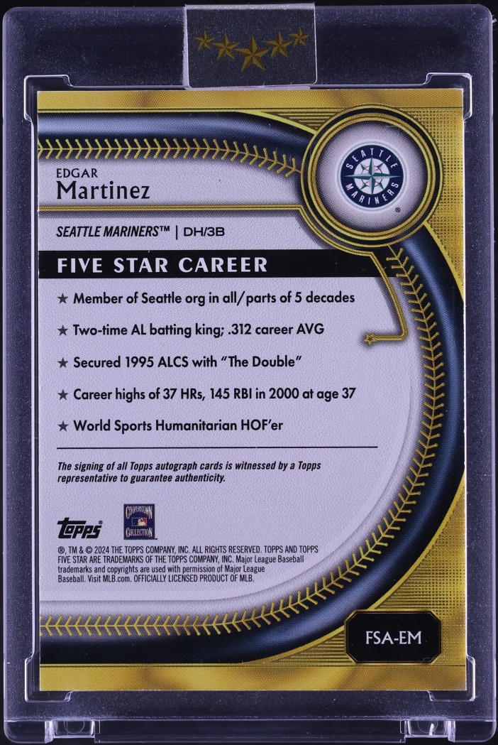 2025 Topps Five Star Aqua Edgar Martinez AUTO /75 #FSA-EM