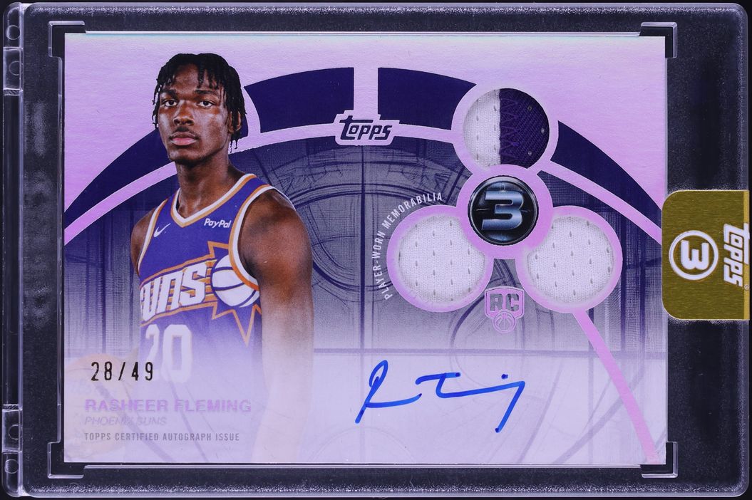 2025 Topps Three Rasheer Fleming ROOKIE PATCH AUTO /49 #RPH-RF