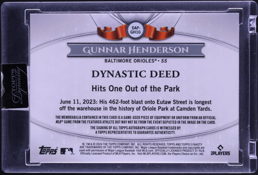 2024 Topps Dynasty Gunnar Henderson PATCH AUTO 1/10 #DAP-GH10
