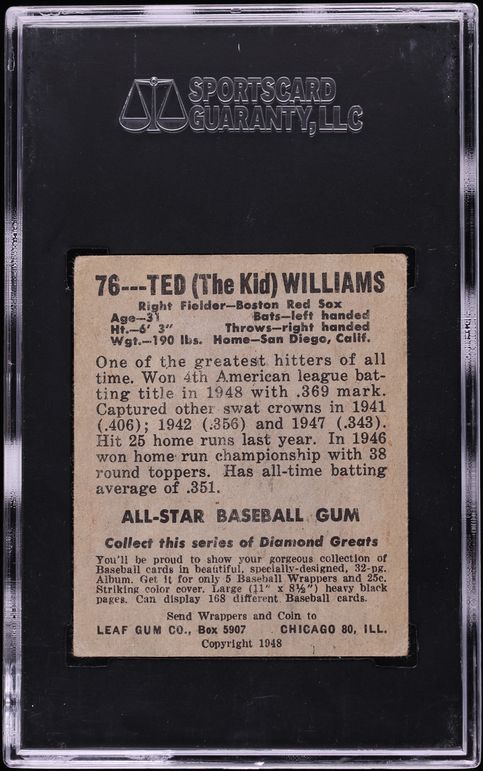 1948 Leaf Ted Williams #76 SGC 4 VGEX