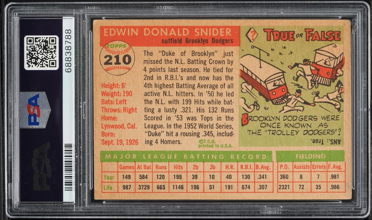 1955 Topps Duke Snider #210 PSA 2 GD