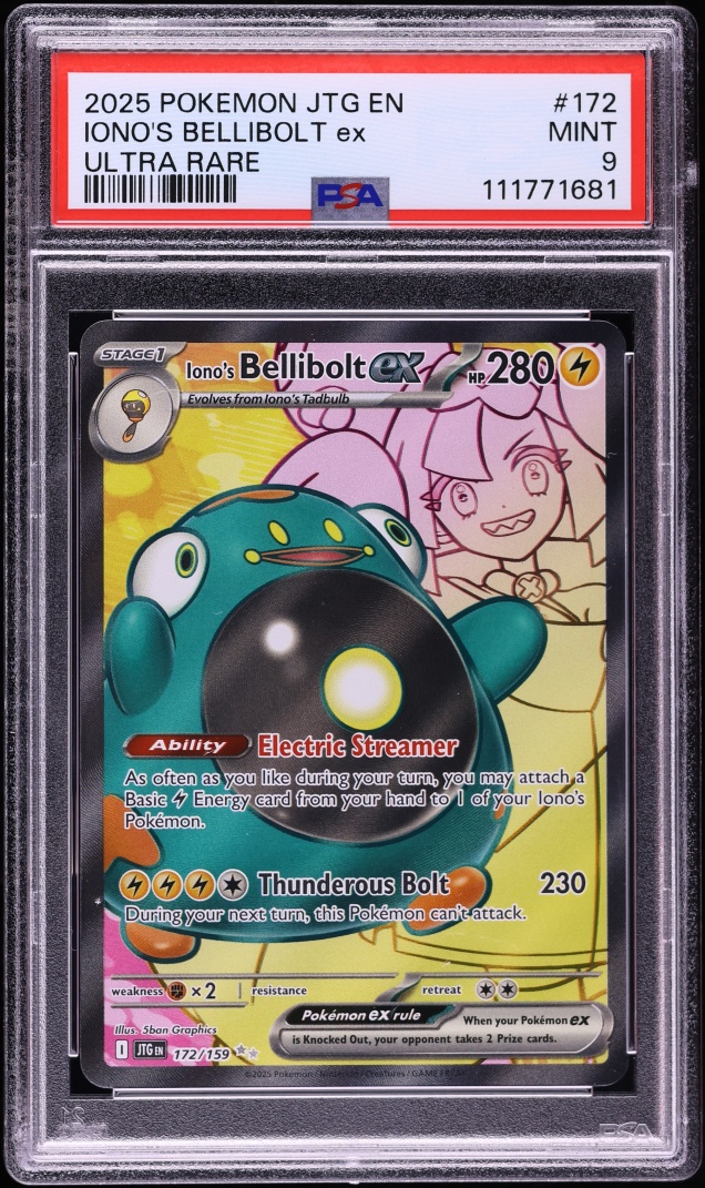 2025 Pokemon Scarlet & Violet Journey Together Full Art Iono's Bellibolt ex #172 PSA 9 MINT