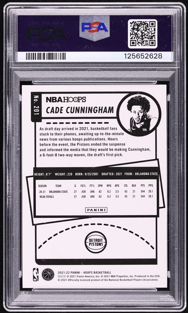 2021 Hoops Teal Explosion Cade Cunningham ROOKIE #201 PSA 9 MINT
