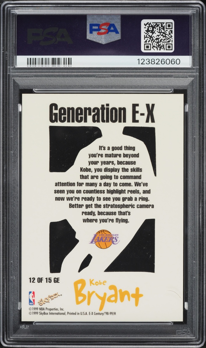 1998 Skybox E-X Century Generation Die-Cut Kobe Bryant #12 PSA 8 NM-MT