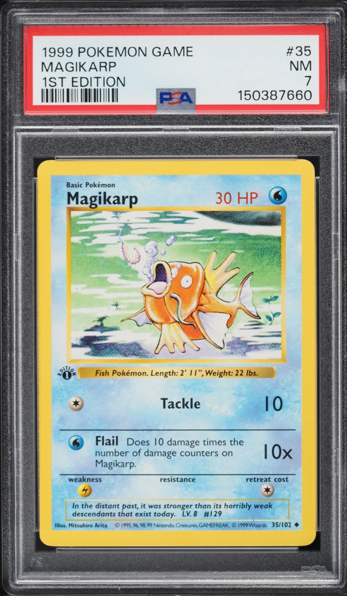 1999 Pokemon Base Set Shadowless 1st Edition Magikarp #35 PSA 7 NRMT
