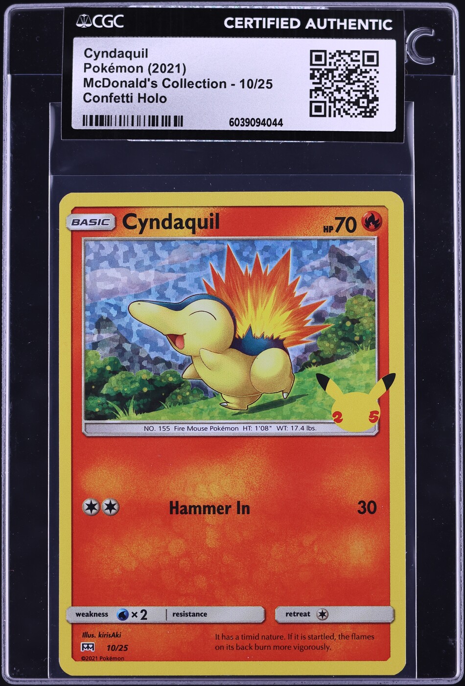 2021 Pokemon Sword & Shield McDonald's Holo Cyndaquil #10 CGC AUTH