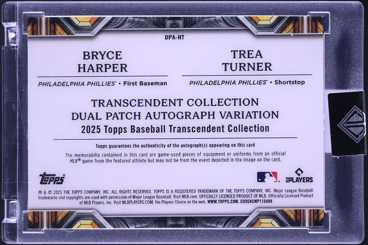 2025 Topps Transcendent Collection Dual Bryce Harper Trea Turner PATCH AUTO /10 #DPA-HT