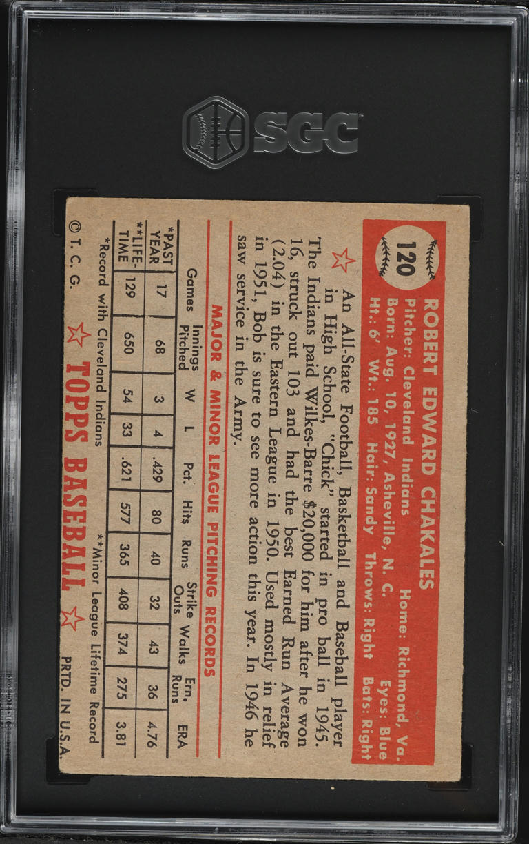 1952 Topps Bob Chakales #120 SGC 4.5 VGEX+