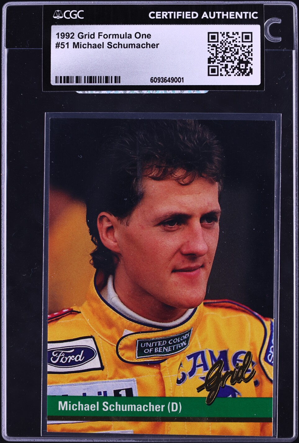 1992 Grid Formula 1 F1 Michael Schumacher ROOKIE #51 CGC AUTH